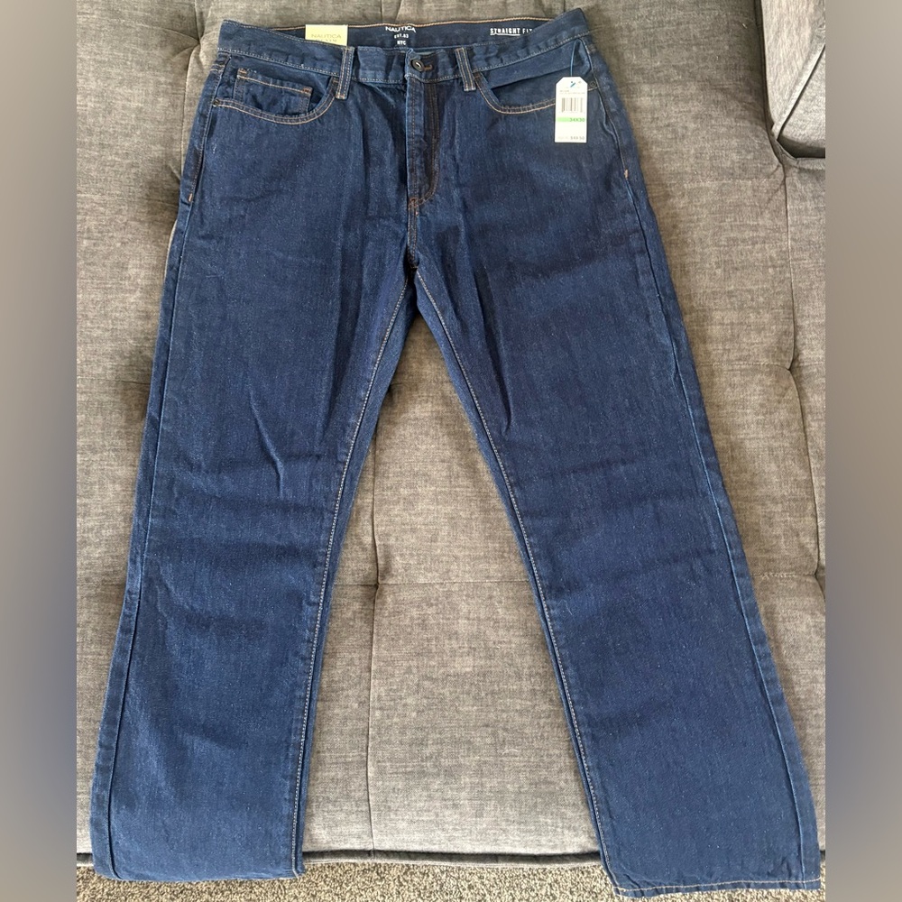Men’s Nautica Dark Blue Straight Jeans, 34x30